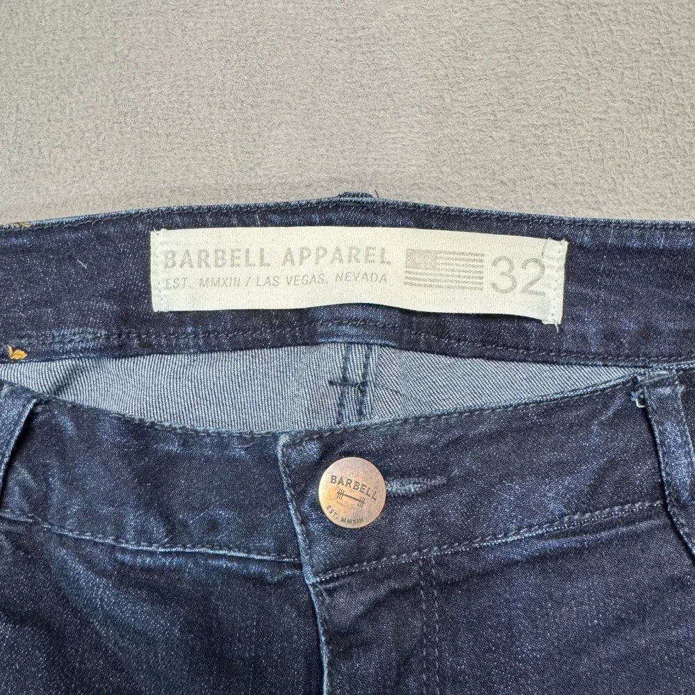Barbell Apparel Jeans Mens 32 Dark Wash Blue Slim Athletic Fit Stretch Denim - Picture 3 of 11